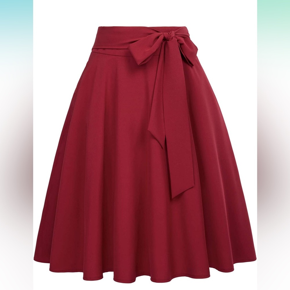 High waist a-line skater midi skirt